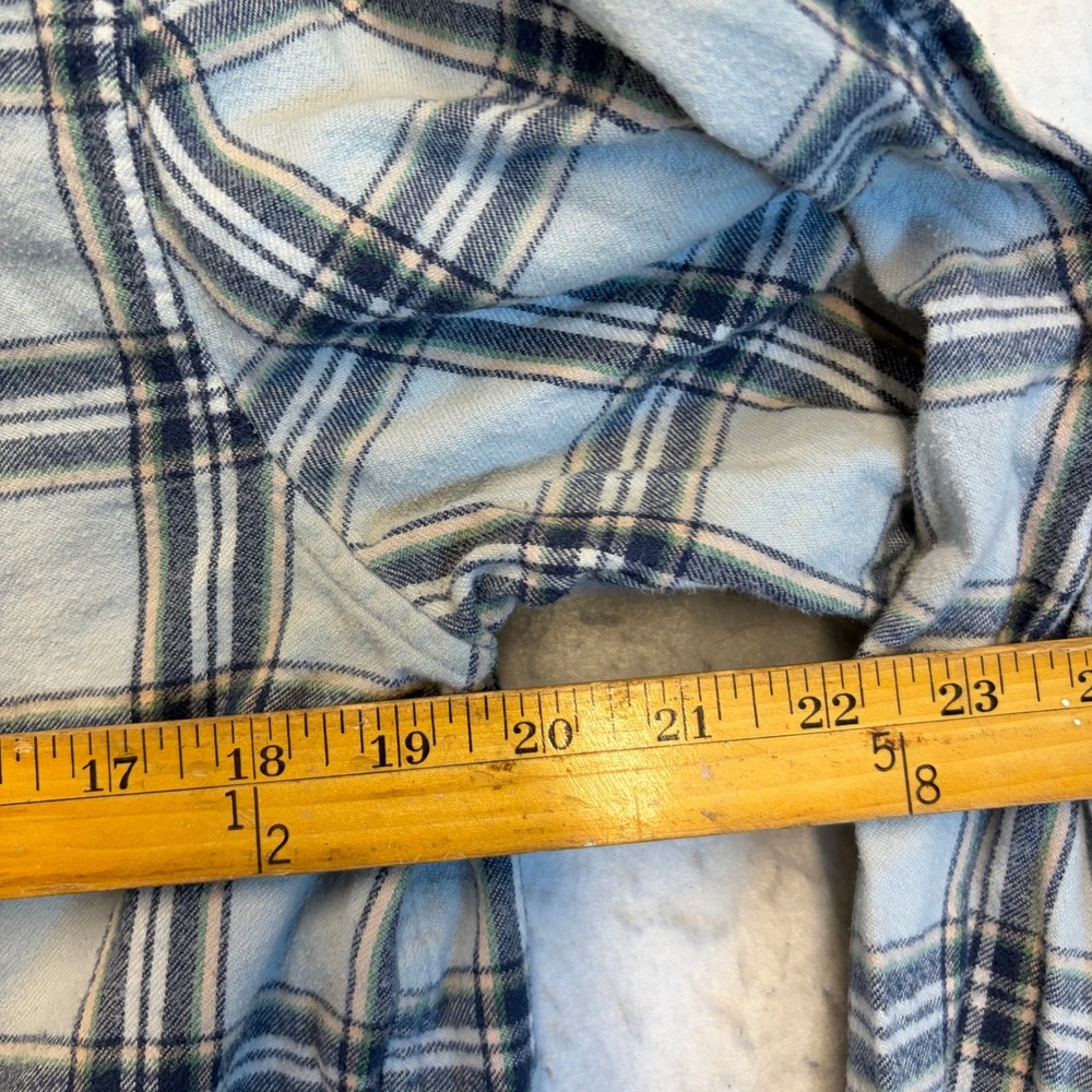 Abercrombie & Fitch Flannel Shirt Mens Medium Blue Plaid Long Sleeve Cotton - Picture 4 of 6